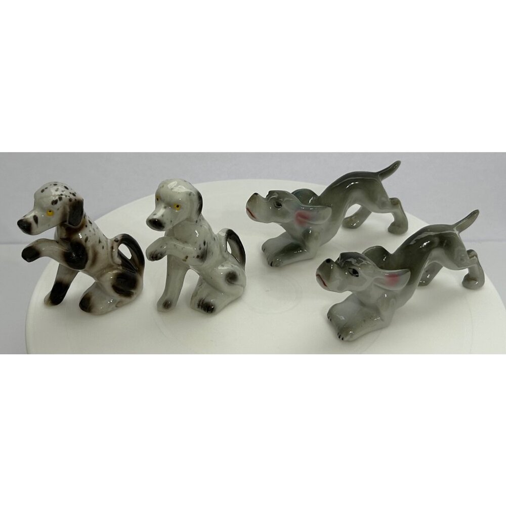 4 Vintage Ceramic Dog Figurines Collectible Animal Decor Japan Hounds Dalmatian